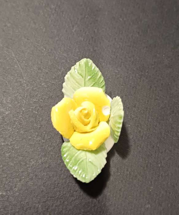 Vintage Hand-Painted Porcelain Rose Place Holders (Set of 6) - Assorted Colours