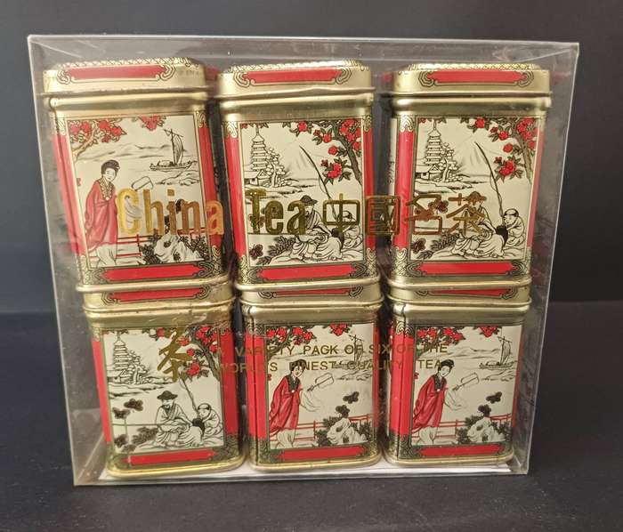 Vintage Chinese Tea Tins - Set of 6 in Original Box - Win Wa Tea Co. LTD