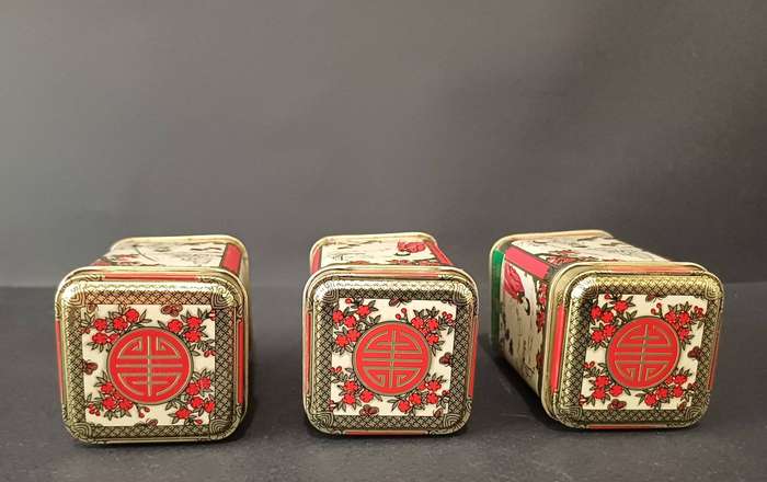 Vintage Chinese Tea Tins - Set of 6 in Original Box - Win Wa Tea Co. LTD