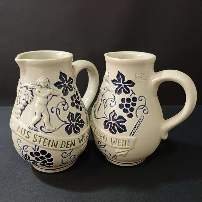 Pair of Vintage German Marzi & Remy Stoneware Wine Jugs (250ml)
