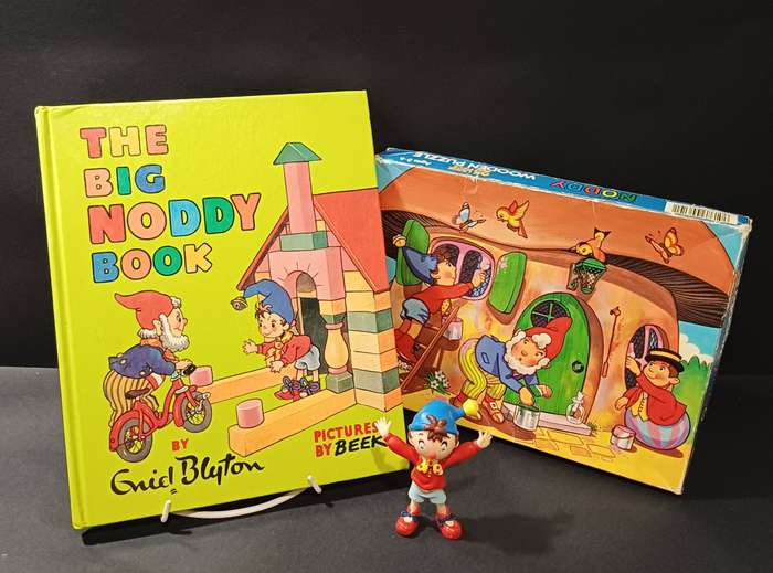 Vintage Noddy & Friends Collectible Bundle: 1969 Book, Figure & Wooden Puzzle