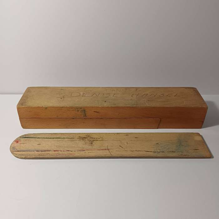 Vintage Japanese Wooden Sliding Lid & Swivel Pencil Case