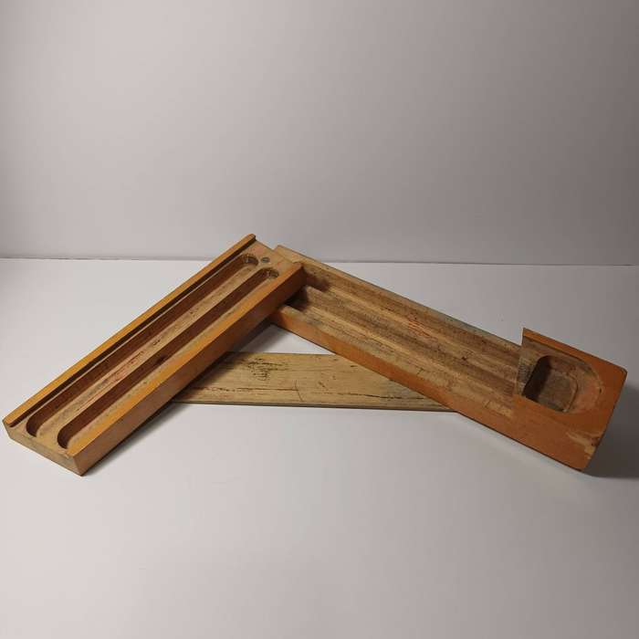 Vintage Japanese Wooden Sliding Lid & Swivel Pencil Case