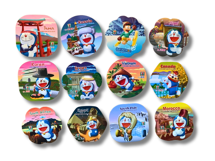 Vintage Doraemon travel the world magnets from 7-11 collectible 12 pieces