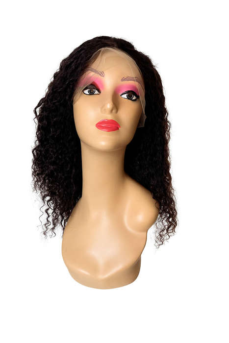 Premium Double Drawn Human Hair Wig - Black 18" full Lace