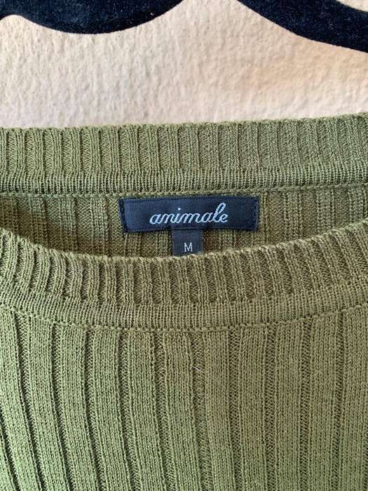 Olive Wool-Acrylic Lounge Set  Ribbed Knit with Pocket Detail (Top M, Pants L)