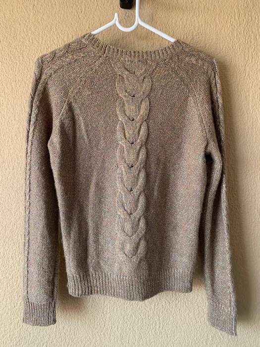 H&M Heathered Cable Knit Sweater with Gold Shimmer  S