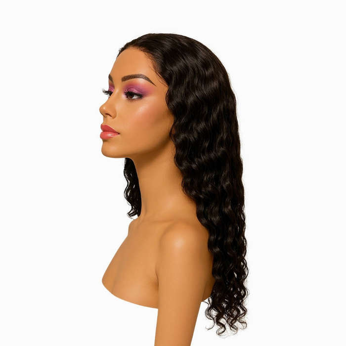 Romantic long wavy hair - Premium Double Drawn Human Hair Wig 18" Full Lace