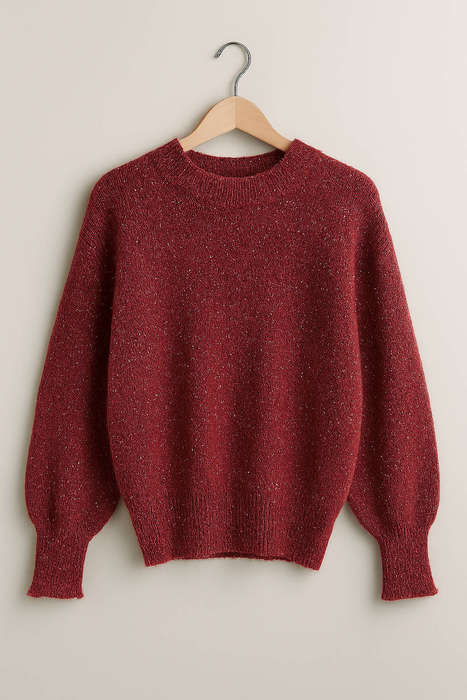 Burgundy Glitter Knit Pullover  Relaxed , Length 74cm
