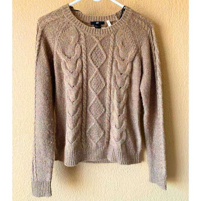H&M Heathered Cable Knit Sweater with Gold Shimmer  S