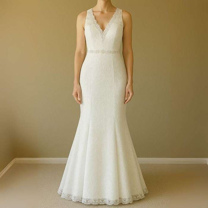 Stunning Lace Mermaid Dress  Custom-Made, Backless, Ideal for Wedding or Gala Dinner