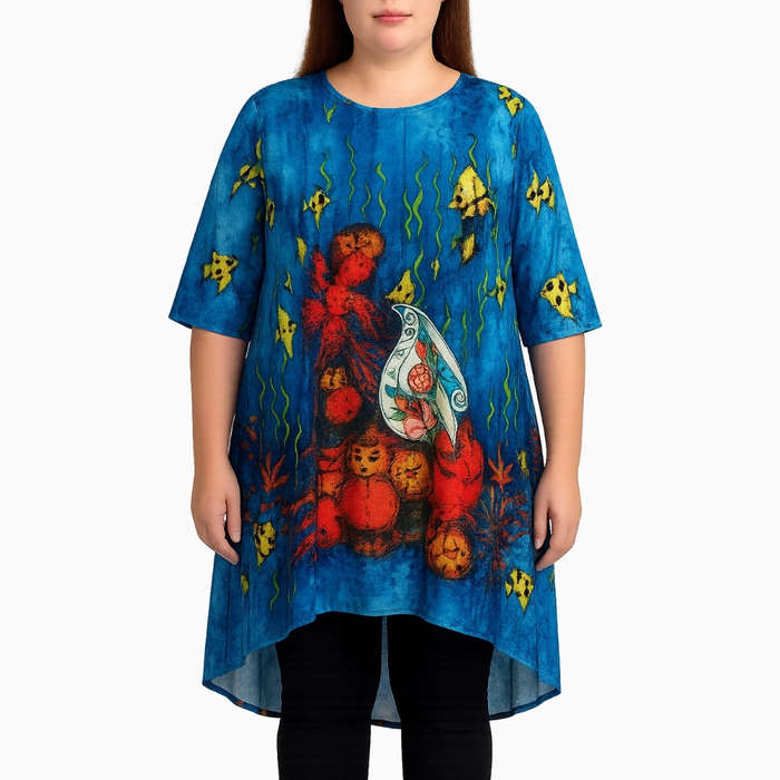 Ocean Bloom High-Low Tunic XXL