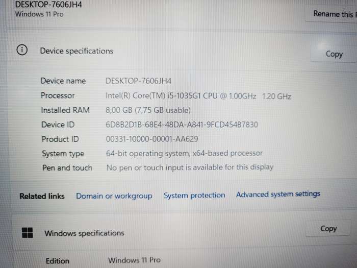 Laptop - i5 10th Gen + 8gb ram + 256gb ssd