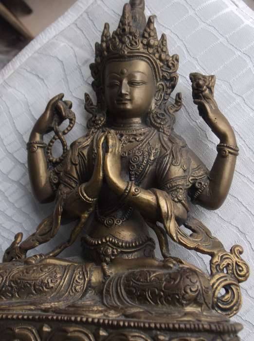 Old Tibetan Brass Buddhism 4 arms