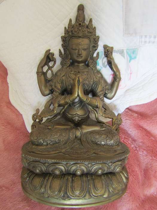 Old Tibetan Brass Buddhism 4 arms