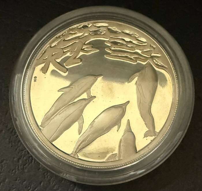 SILVER 1 OUNCE - Silver Proof R2 DOLPHINS - Mintage 2987