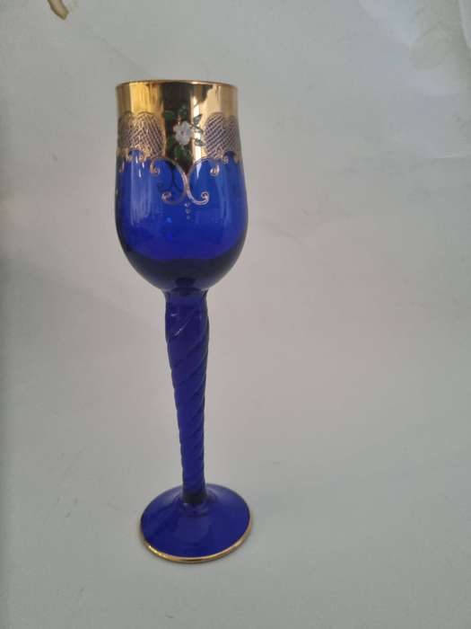 Bohemian glass set . 6 wine glasses and 6 sherry glasses