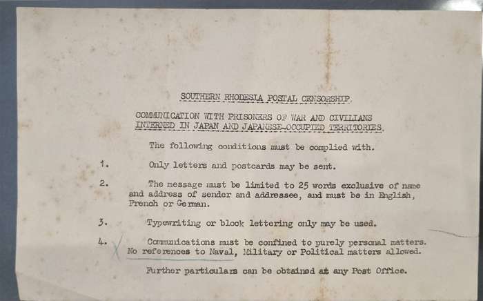 Southern Rhodesia to Japanese POW camp in Thailand, returned to sender, with backup documents.