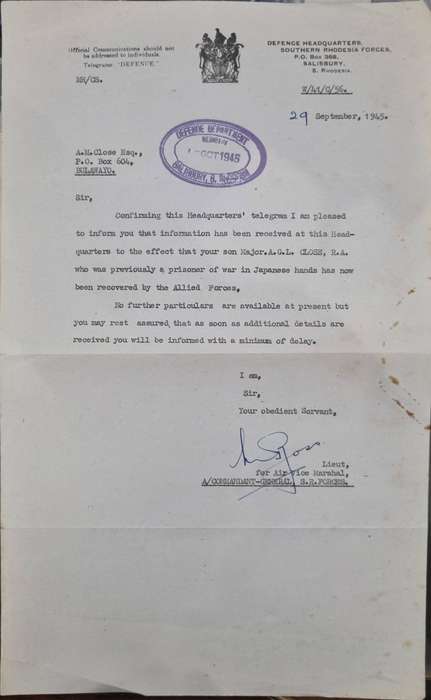 Southern Rhodesia to Japanese POW camp in Thailand WW2