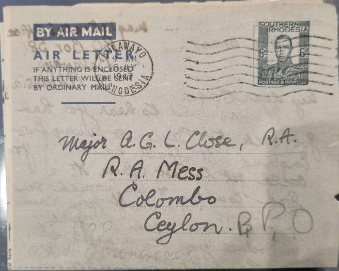 Southern Rhodesia, civilian Air Letter postal stationary. 1947. Rare Second printing/ Emergency .