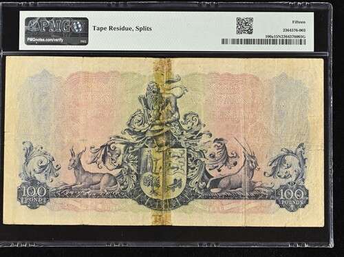 S. Africa (Reserve Bank): 1952 MH De Kock 100 Pounds PMG Certified F15