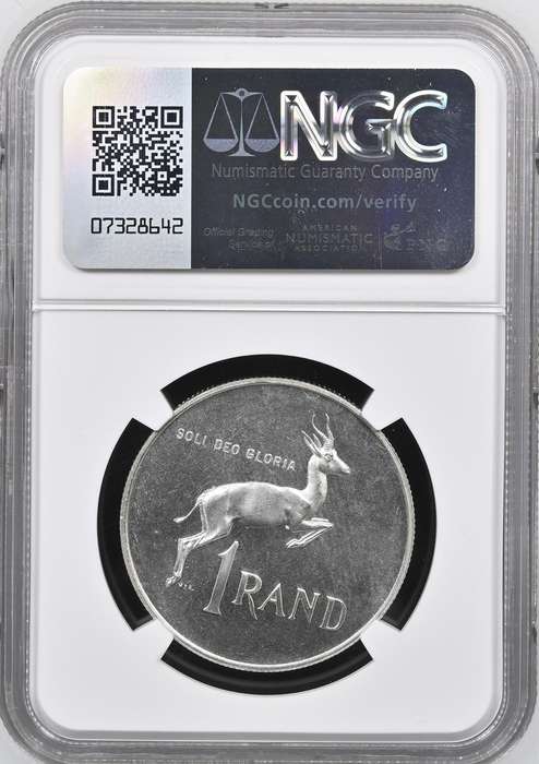 S. Africa: 1965 Afrikaans Silver R1 NGC Certified PF66