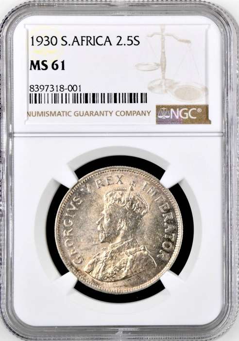 S. Africa: 1930 KGV 2.5 Shillings (Halfcrown) NGC Certified MS61