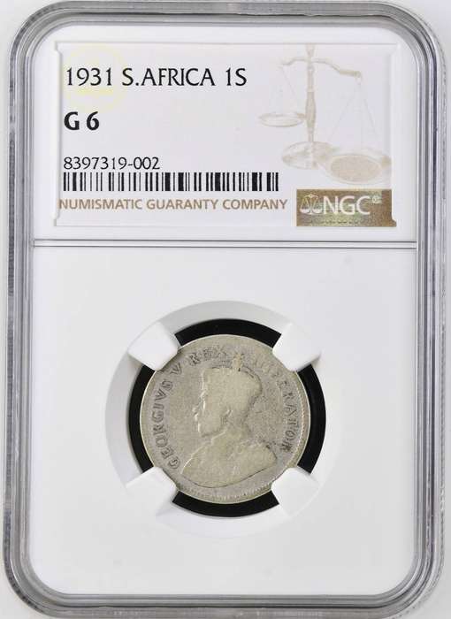 S.Africa: 1931 KGV 1 Shilling NGC Certified G6