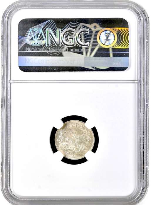 S. Africa: 1893 ZAR 3D (Threepence) NGC Certified MS63