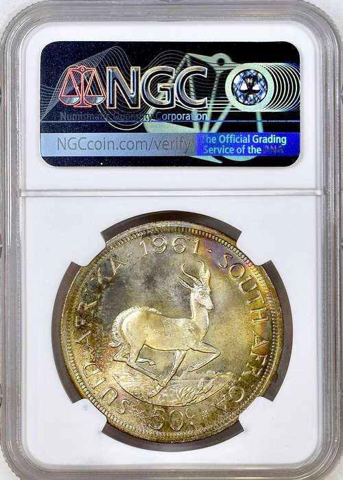 S. Africa: 1961 50C (Crown) NGC Certified PL67