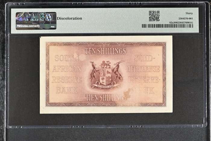 S. Africa (Reserve Bank): 1930 WH. Clegg 10 Shillings PMG Certified VF30