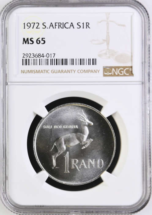 S. Africa: 1972 Silver R1 NGC Certified MS65