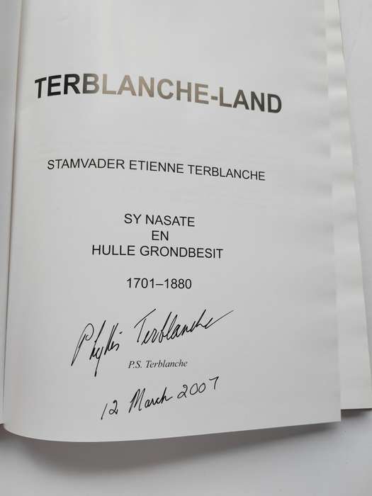 Terblance-land: stamvader Etienne Terblance, .. 1701-1880:  P.S. Terblanche