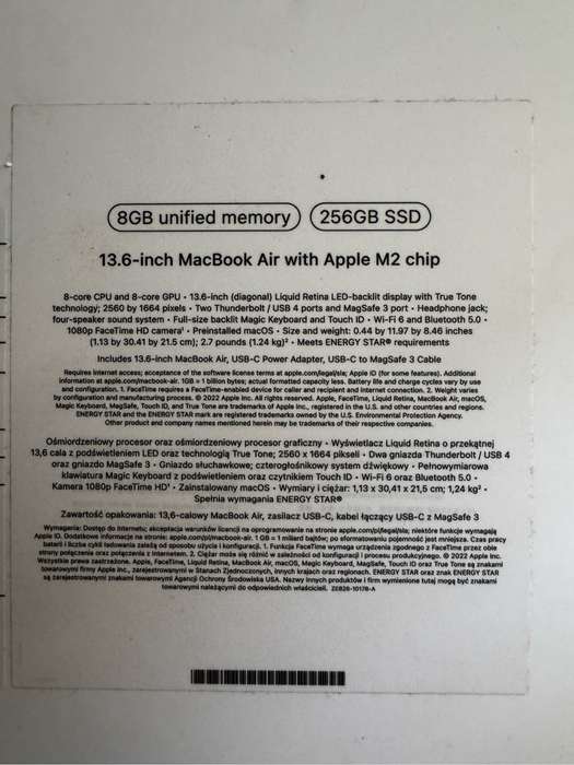 Apple Macbook Air 13 M2 2022 256GB