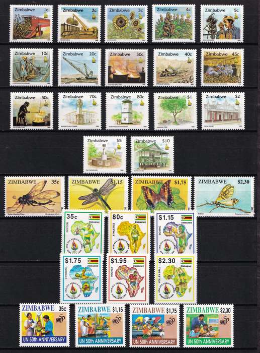 1993-1995 Zimbabwe UMM(**) Year Issues Complete @ CV  R1,500+