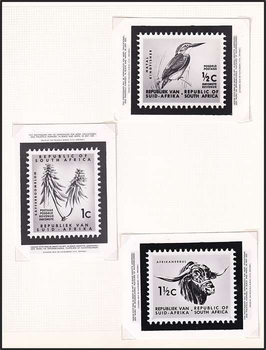 1961 RSA 1st Definitive Complete Set of Philatelic Buro Media Releases/Proofs