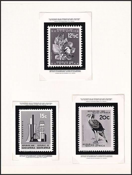 1961 RSA 1st Definitive Complete Set of Philatelic Buro Media Releases/Proofs
