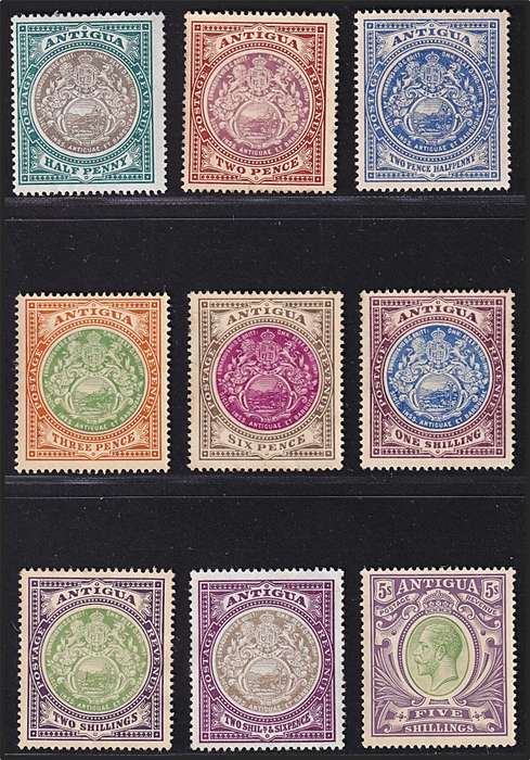 1903 Antigua Seal of the Colony & KEVII S/Set(no 1d) Mint(No Gum)  @ Normal CV  R7,000+
