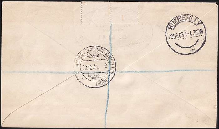 Unique 1931 SWA Cover - ½d/1d Officials (O1/O2) - Huge Opt Shift  @ CV  R27,000 + Variety