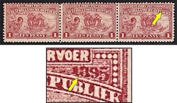 1895 ZAR 1d UMM(**) Variety - "1395" instead of "1895" - RARE
