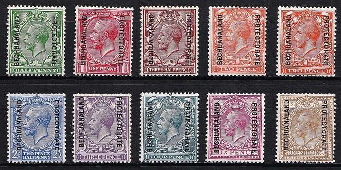 1913  Bechuanaland Protectorate KGV MM(*) Set (CC.71/9) & Var  @ CV  R1,815