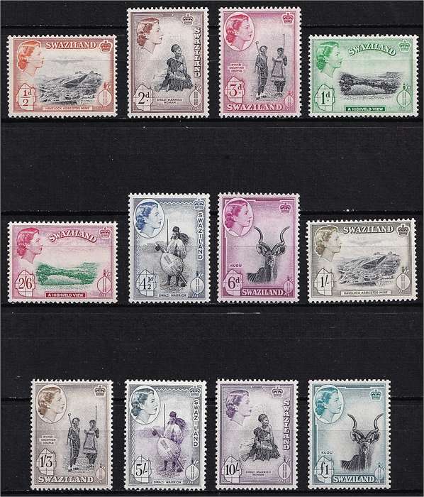 1956 Swaziland QEII MM(*) Set CC.52/63  @ CV  R2,929