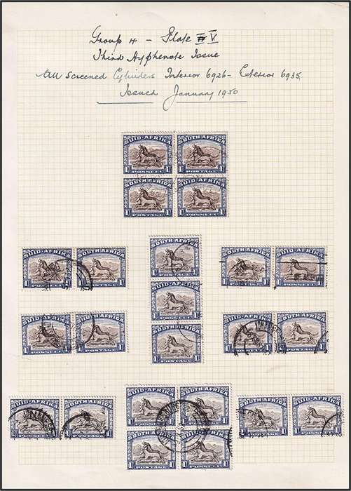 1933/48 Union 1/- to 10/- Study Lot on Pages - High CV Lot!