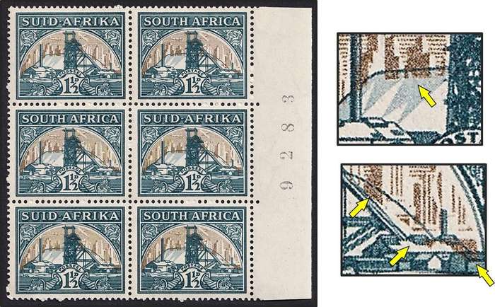 1936 Union 1½d UMM(**) CC.57 Variety - Large Gold Shift into Mine Dump!