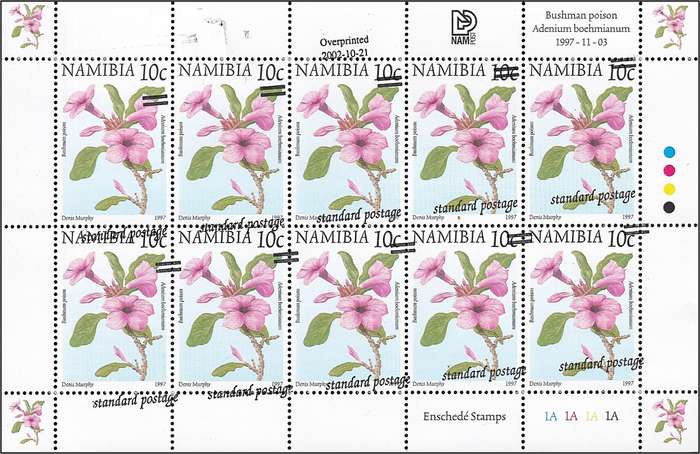2002 Namibia SACC.414 UMM(**) Sheetlet - Skewed Surcharge - RARE