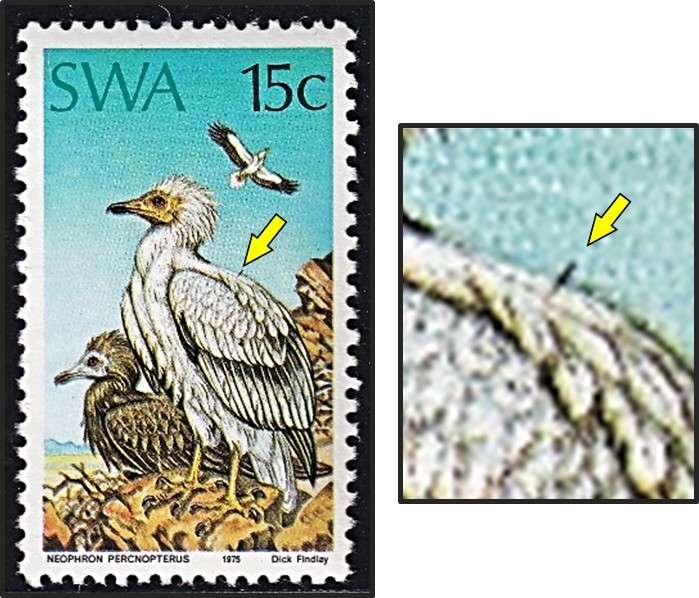 1975 SWA 15c CC.282 UMM(**) Flaw - Extra Unruly Feather on Wing