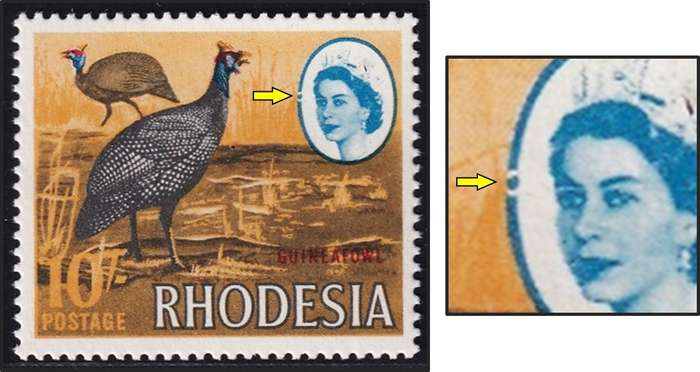1966 Rhodesia 10/- UMM(**) Variety - Circle in Oval Frame to the Left - Rare!