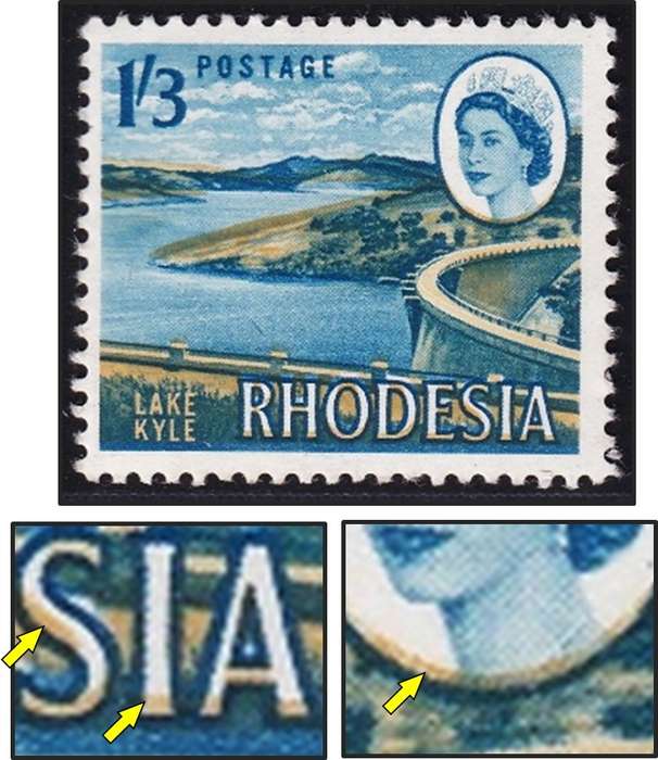 1966 Rhodesia 1/3 UMM(**) Variety - Ocre Colour Shift