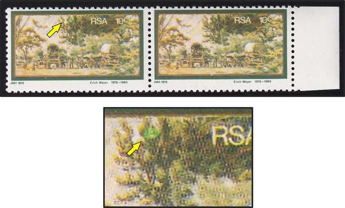 1976 RSA 10c UMM(**) Variety - Green Blob in Tree