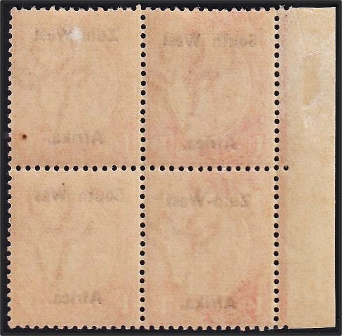 1923 SWA 1d UMM/MM Block "Wes" for "West" CC.2b & Horned "W" @ CV  R7,500+